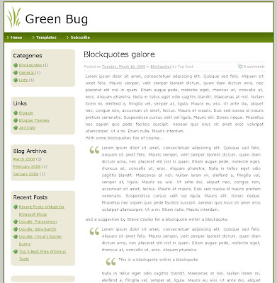 Green Bug Blogger Template