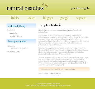 Natural Beauties Blogger Template
