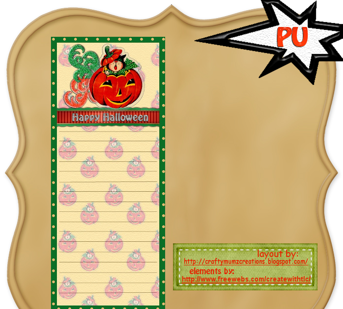 Craftymumz Creations: HALLOWEEN LIST ,,, PU PRINTABLE FREEBIE