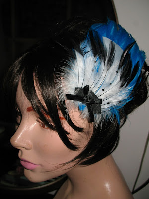 Turquoise burlesque feather fascinator
