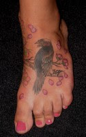 bird tattoo, Flower tattoo
