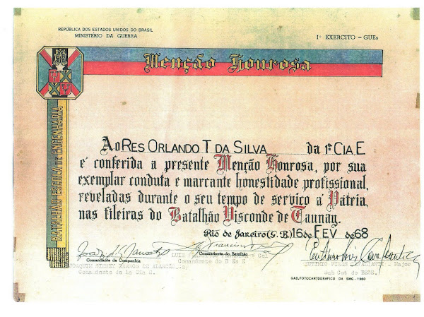 Certificado de mérito do Exército Brasileiro