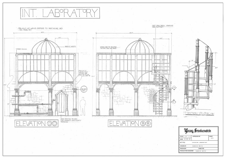 Technical drawing of the 'Interior Laboratory' for YOUNG FRANKESTEIN