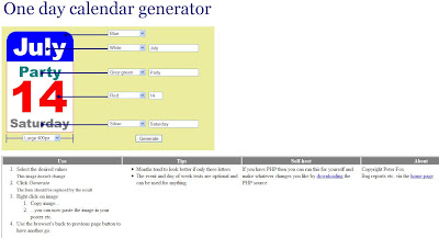 The Squeaky Brain: One Day Calendar Generator