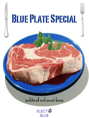 Raw Steak On Blue Plate