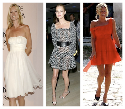 Looks Kate Moss con mini, mini vestidos