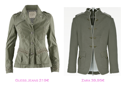 Chaquetas militares: Guess Jeans 219€ - Zara 39,95€