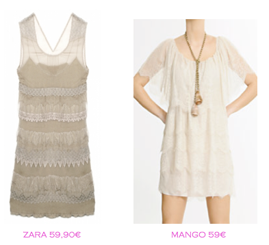 Comparativa precios vestidos lenceros: Zara 59,90€ vs Mango 59€