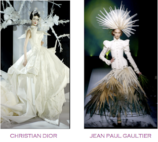 Dos diseños pasarela que podrían considerarse obras escultóricas. Escultura más que moda. Christian Dior - Jean Paul Gaultier