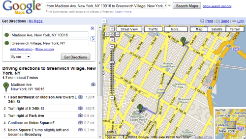 Google Options for Printing Directions in Google Maps