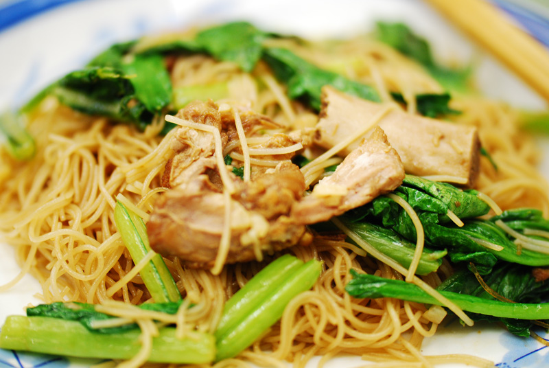 A Little of Everything Fried Vermicelli with canned Stewed Pork Chops