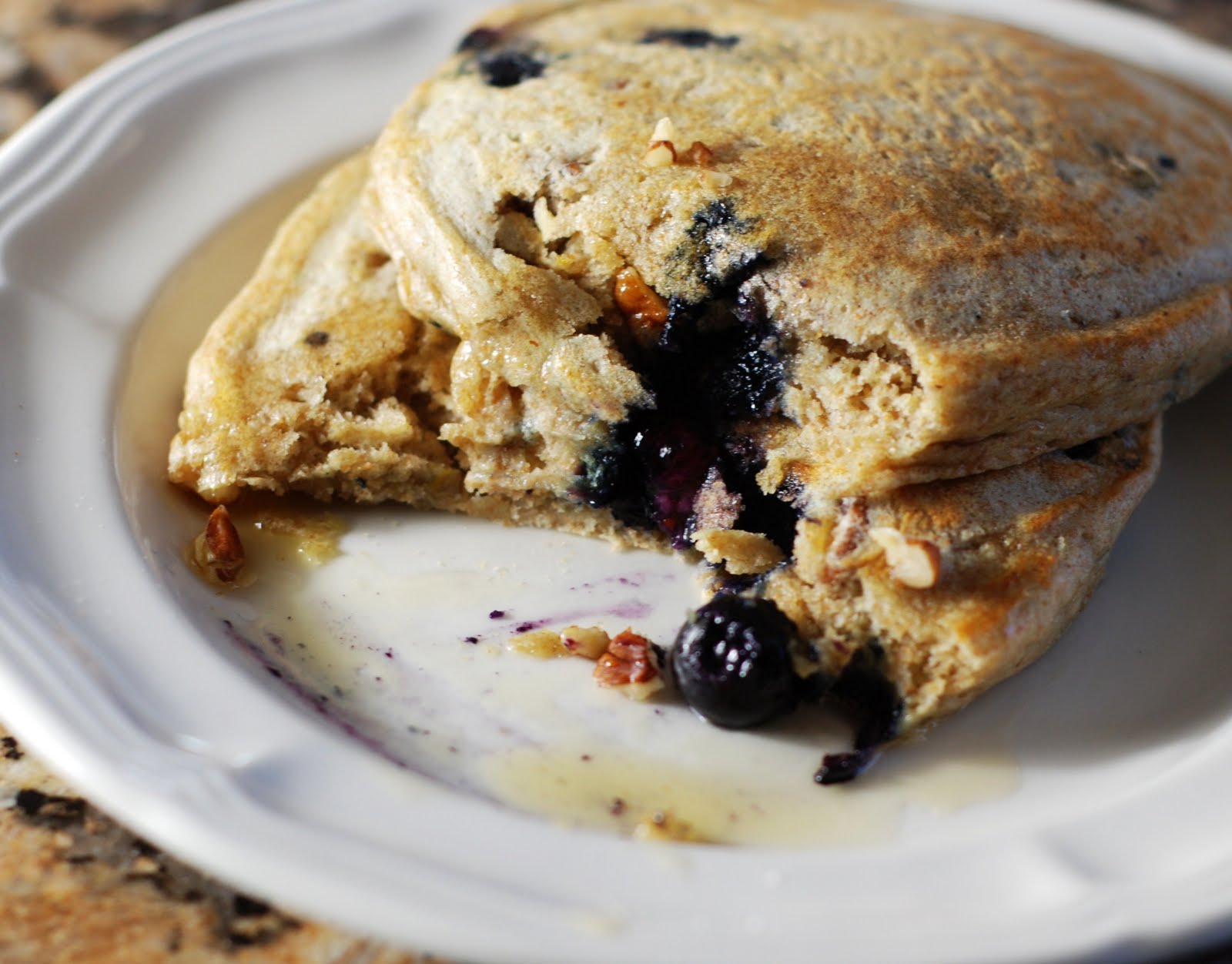 Dizzy Girl Bakes Whole wheat blueberry pancakes with pecans