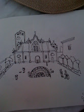 my sketch of Anacapri town church painting