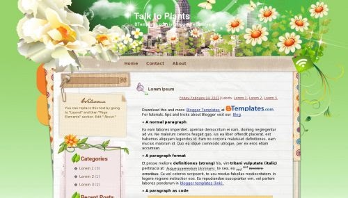 Talk to Plants Blogger Template  Info Loker kota 2016