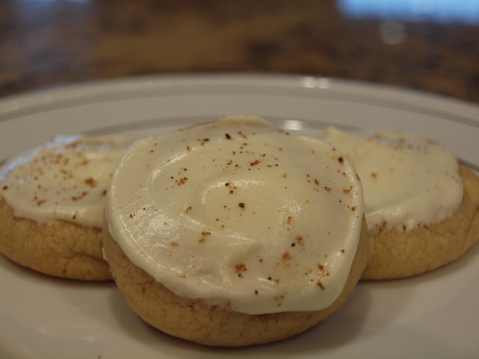 Mama Schell Says Frosted White Chocolate Eggnog Cookies
