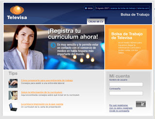 Proyecto: DiseÃ±o de interfases para la bolsa de trabajo de Televisa.