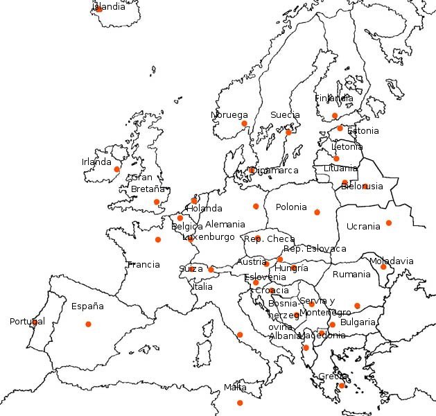 mapa de europa para colorear. Mapa politico de Europa