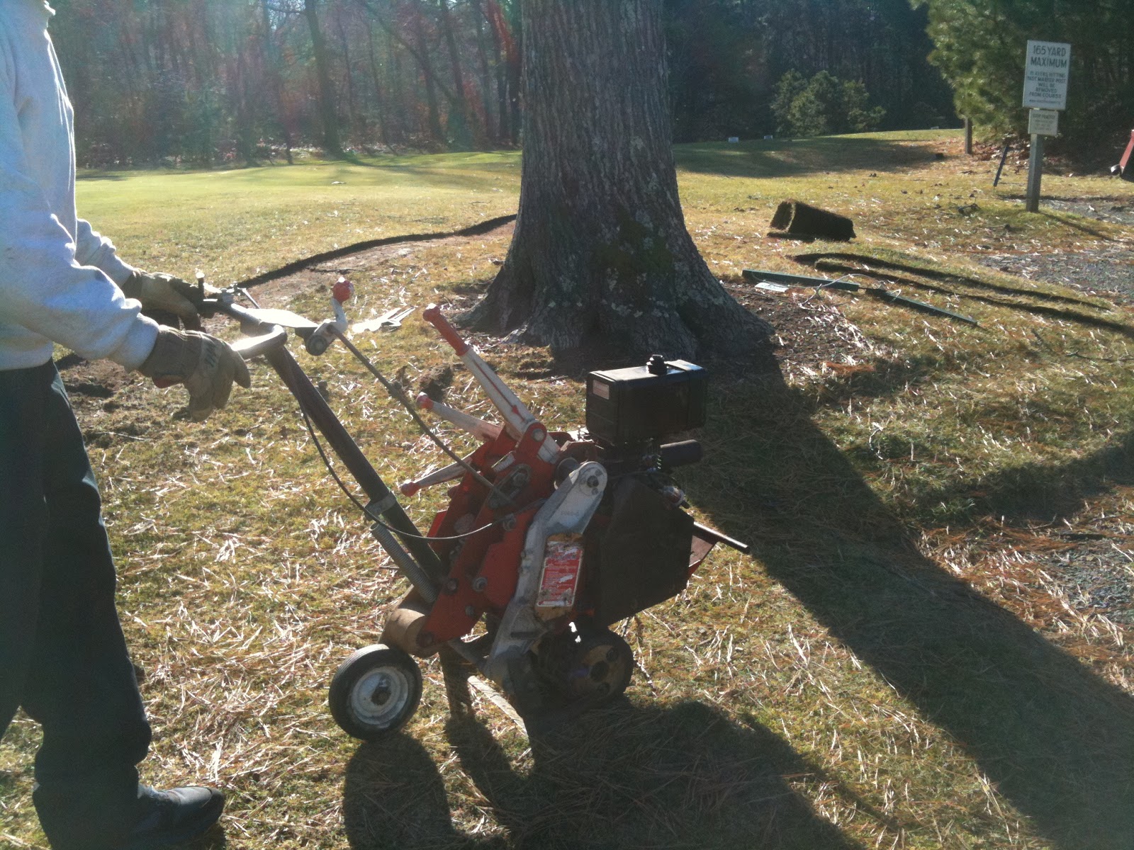 Mink Meadows Turf Maintenance Department Root Pruning in January