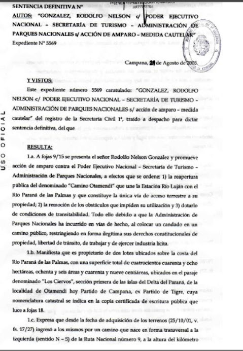 Sentencia Juez Federal Faggionatto Marquez Año 2005