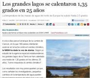 Los grandes lagos se calentaron 1,35 grados en 25 años.