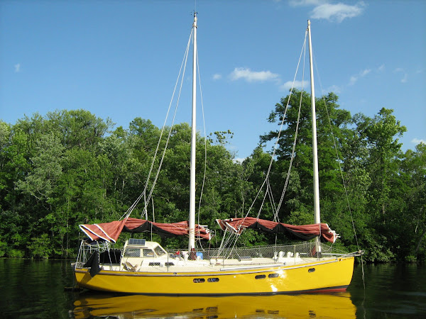 Fiberglass over cold molded wood 39' sailboat, designed and built by Mike Lyons.
