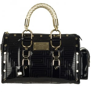 Versace handbags: Versace Vernice Black Boston Bag