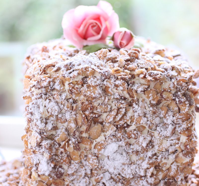 Seattle Pastry Girl Muchas Leches Cake with Sugared Almonds