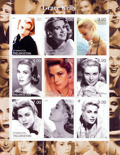 Grace Kelly's Beautiful Face As Stamp Theme Of Tajikistan 2000