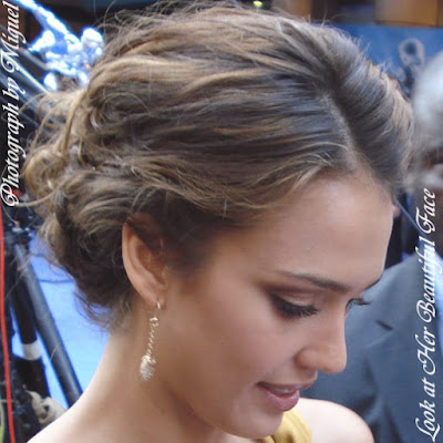 Jessica Alba Face at the Fantastic Four Rise of the Silver Surfer Premiere in London June 2007