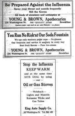 1918 brookline flu pandemic part chronicle advertisements september october