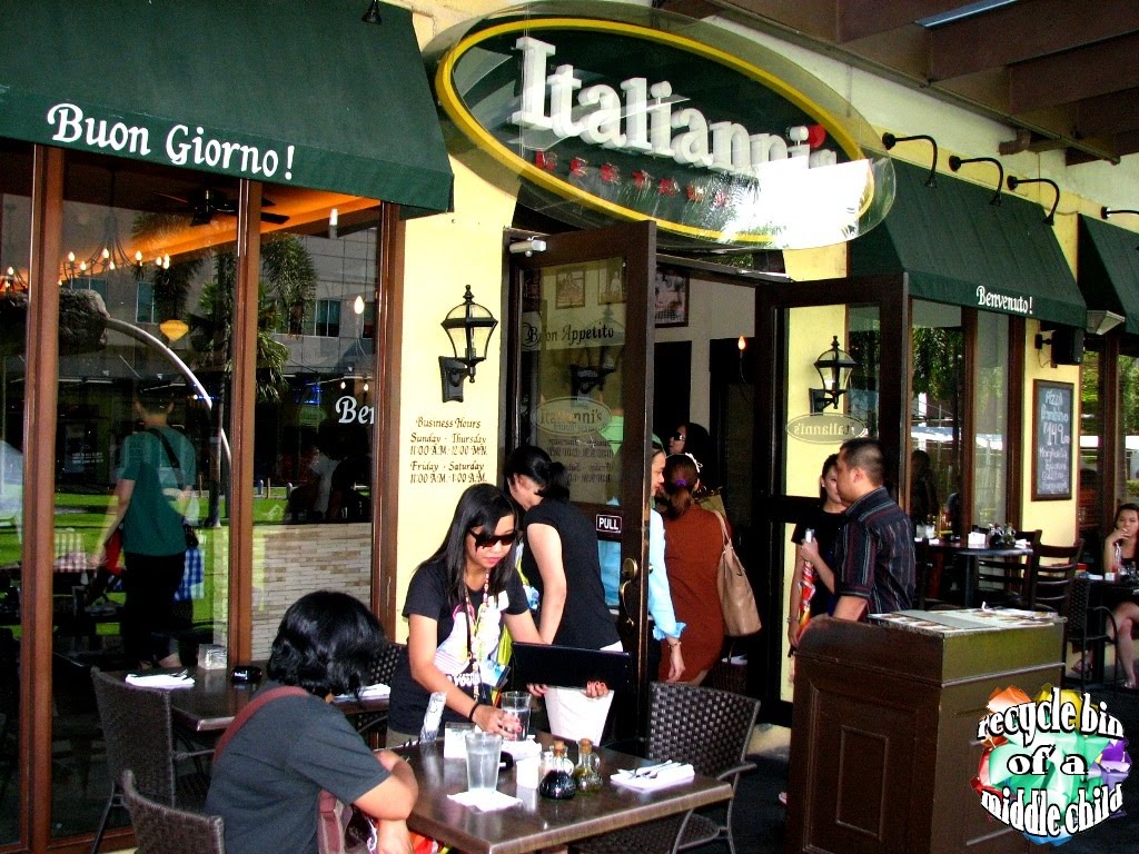 BGC Food Tour Italianni’s Restaurant Recycle Bin of a Middle Child
