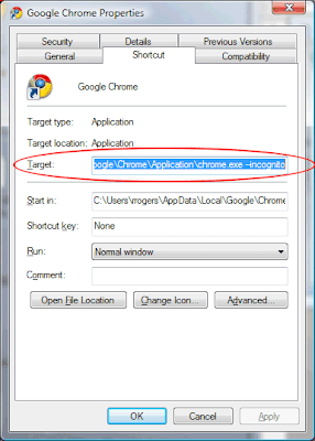 Google Chrome: línea de comando para abrir en modo de Incognito