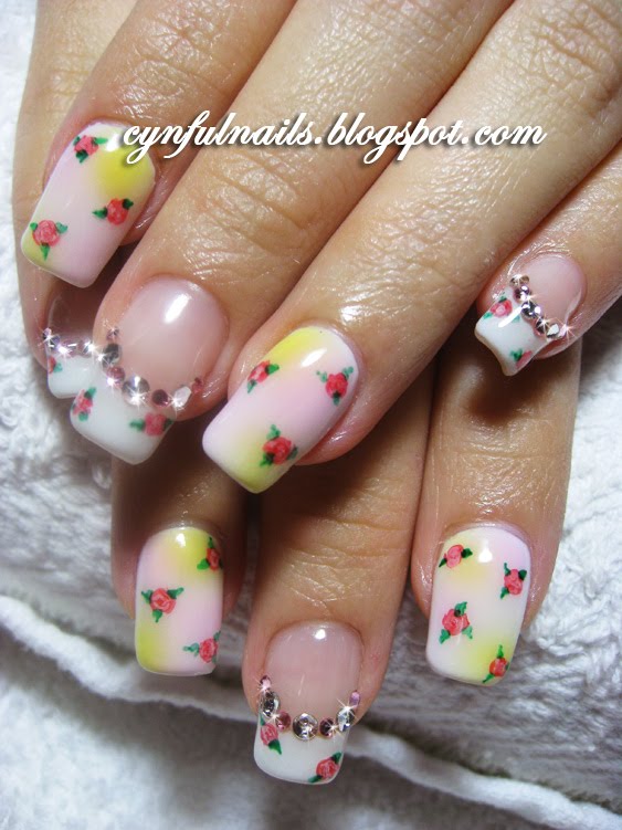 Cynful Nails Floral prints and airbrush colours!