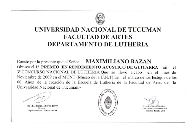 3er Concurso Nacional de Luthería Clásica / "3th tender national of classic luthery"