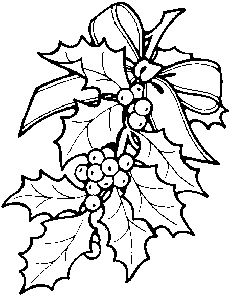 Christmas Holly Coloring Pages, Holly and Berry Xmas
