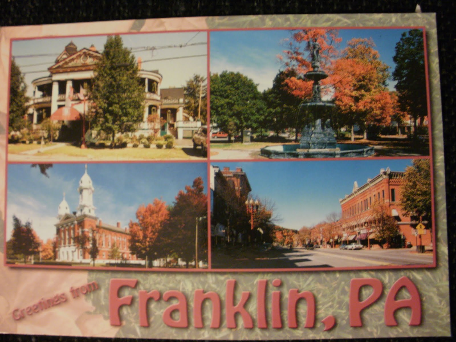 colleting postcards Franklin. PA, USA