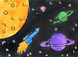 painting watercolor outerspace space outer projects close children shapes project watercolour place artsonia asks students idea think found