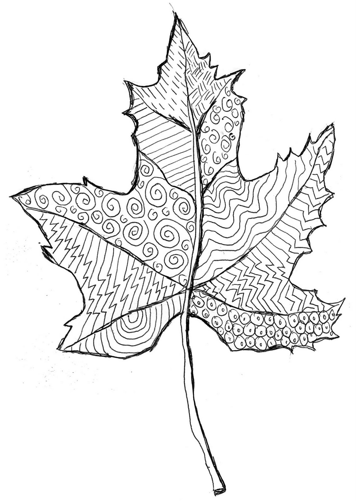 Grovecrest Art: Fall Leaf Line Drawing