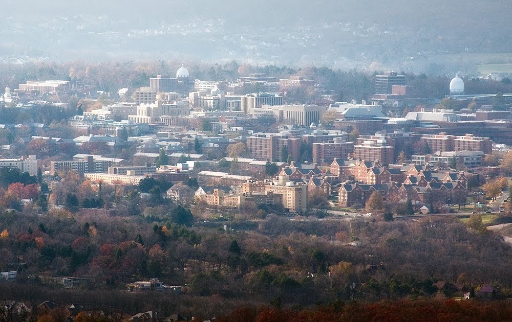 seldom seen View of Penn State from Mt Nittany
