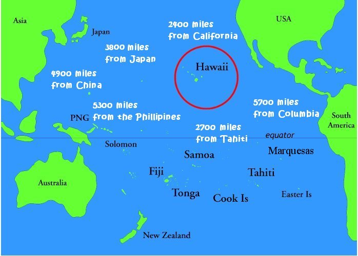 hawaii map relative to pacific ocean