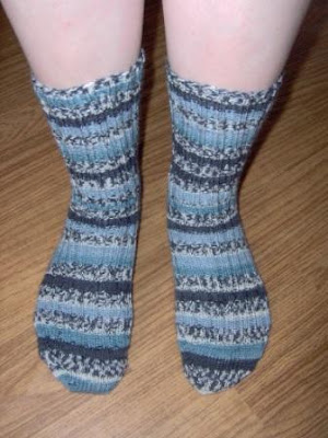 Cloudberry: Blå sokker med striper / Blue socks with stripes