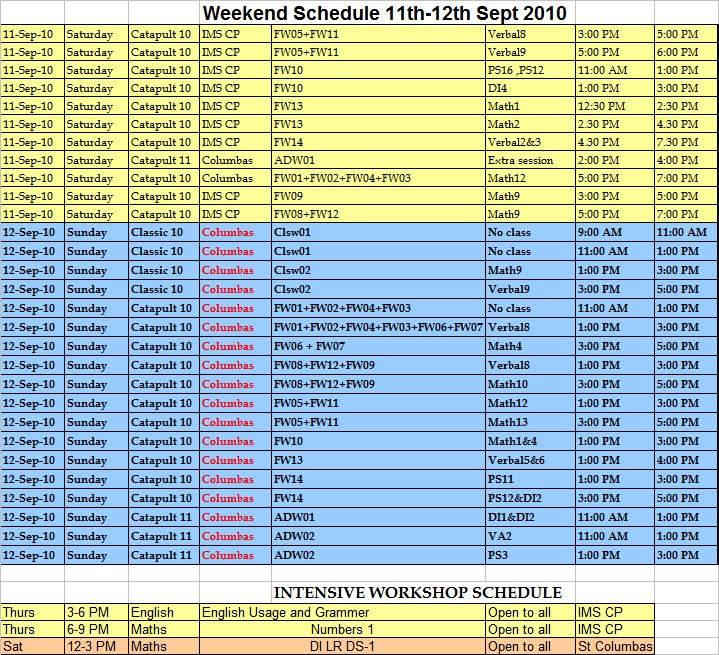 IMS CP Schedule September 2010
