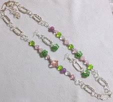 Cod Col 2249 Collar de cristales rosa y verde