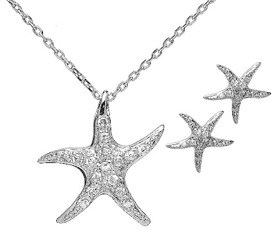 Starfish CZ Necklace and Earring Jewelry Sets