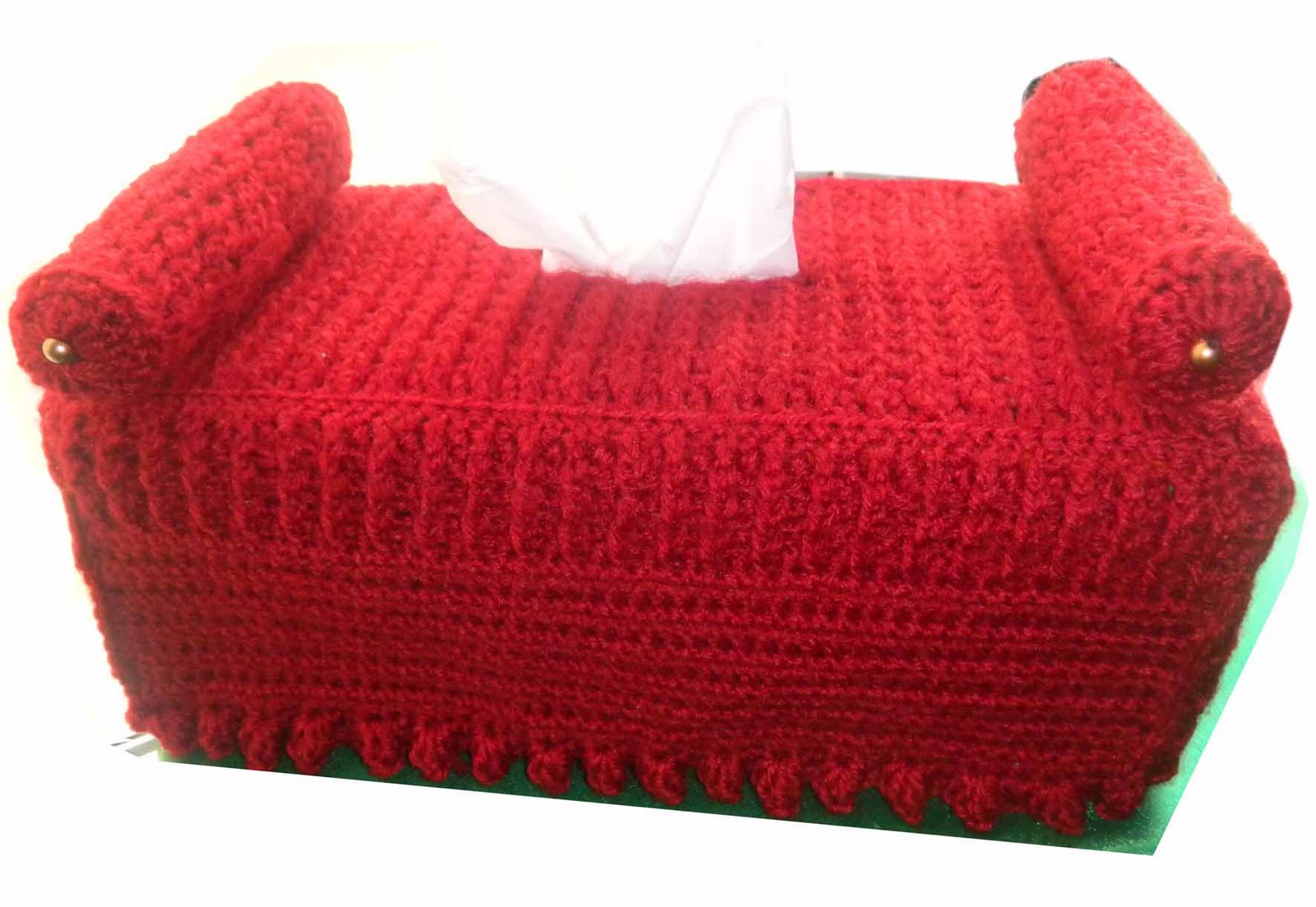 Tissue Box Cover with
 Knitted-in Lace - Megan Mills&apos; Home page