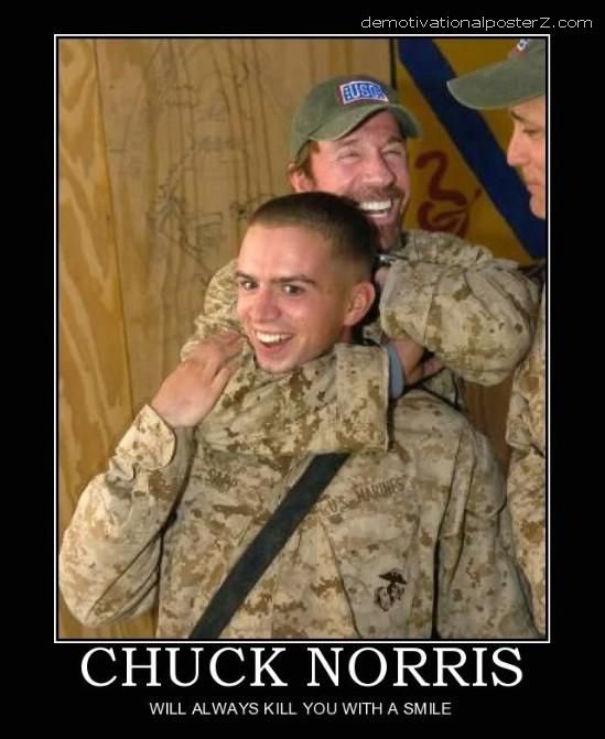chuck norris kills with a smile