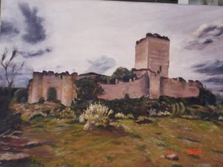 "Castillo de Peñafiel".- Pintura al oleo realizada por Juan Antonio Antúnez Morán