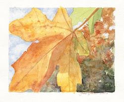 watercolor painting autumn leaf