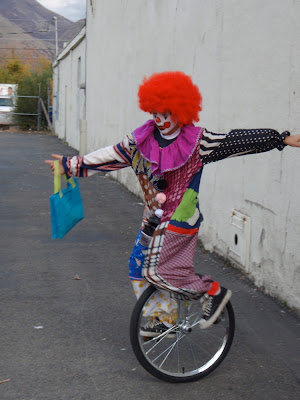 clown on a unicycle