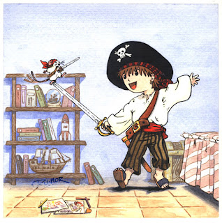 Ilustración infantil de piratas, hecha por ªRU-MOR